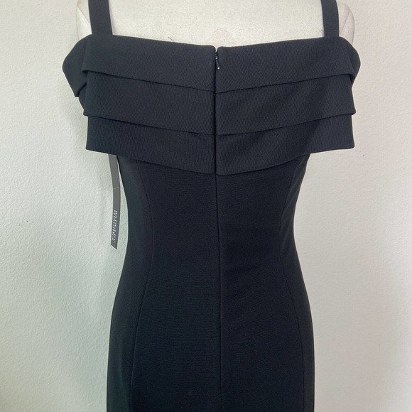 Badgley Mischka Off the Shoulder Criss Cross Chest Black Dress NWT 8 - Picture 11 of 13